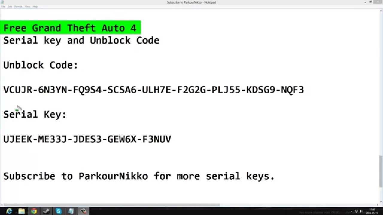serial key of gta 4